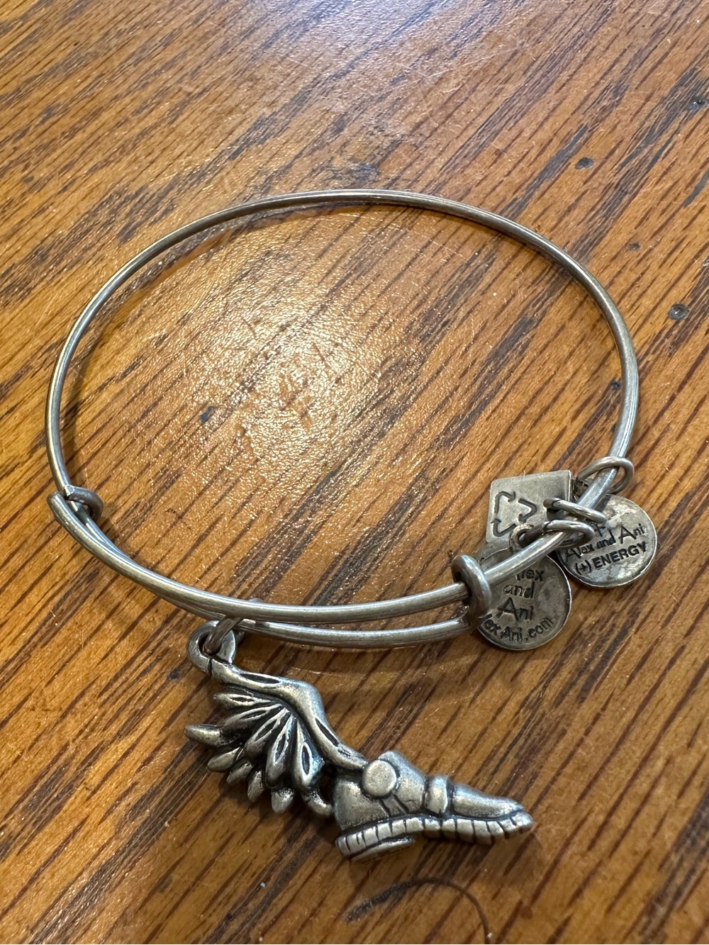 Alex and Ani Silver Wing Charm Adjustable Bangle Bracelet